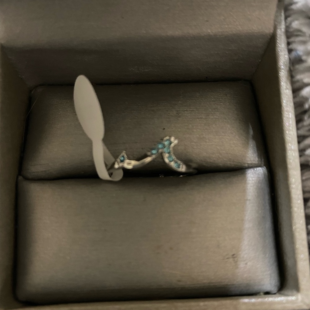 Fragrant Jewels Ring Sea Turtle Dainty Blue Waves Size 7